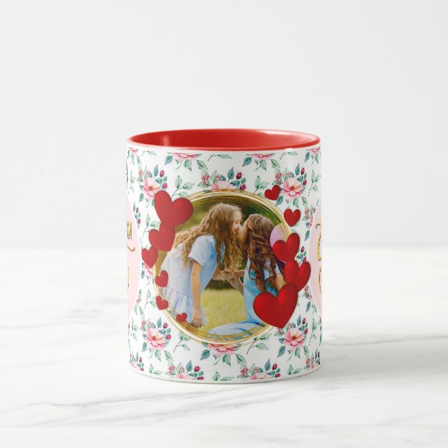 Caneca do Dia das Mães com Foto Floral para a Melh (Centro)