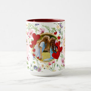 Caneca do Dia das Mães com Foto Floral para a Melh