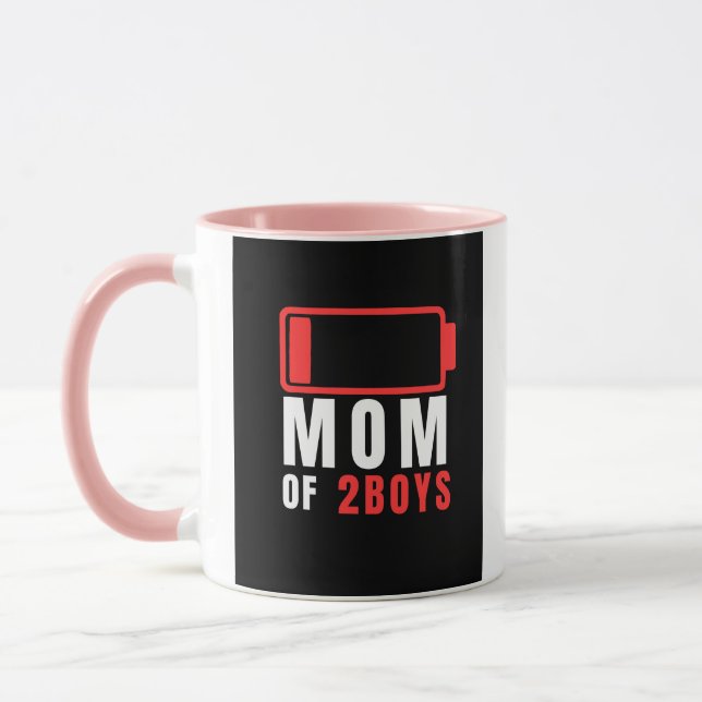Caneca do Dia das Mães Engraçada para Mãe de 2 Men (Esquerda)
