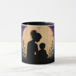 Caneca do Dia das Mães Pôr do Sol Roxo Retro