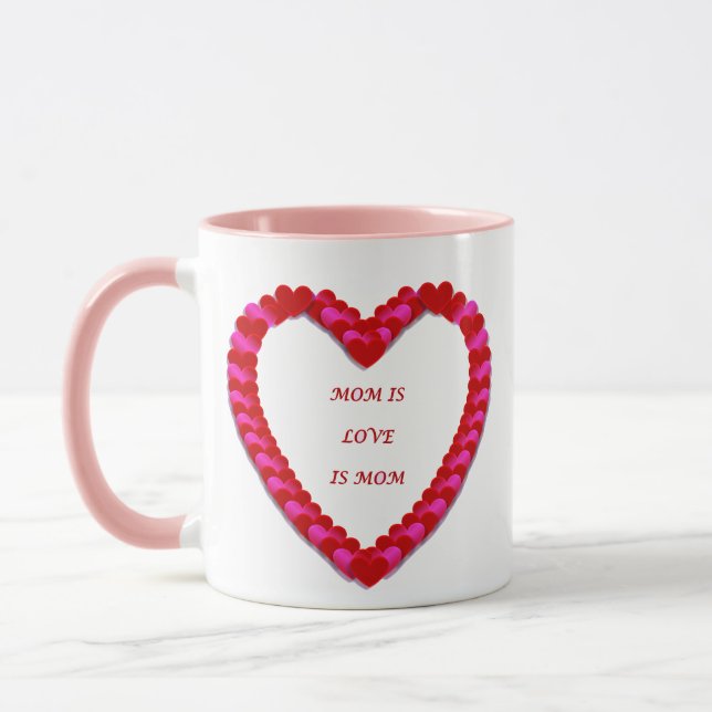 Caneca do Dia das Mães Vermelha & Rosa Fofa (Esquerda)