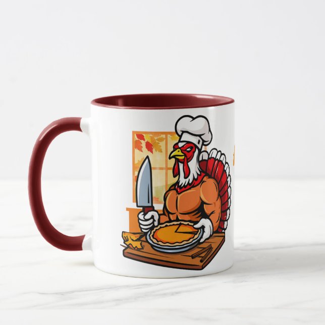 Caneca do Dia de Ação de Graças do peru do chef da (Esquerda)