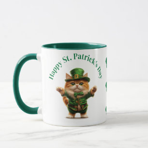 Caneca do Dia de São Patrício – Gato Leprechaun &