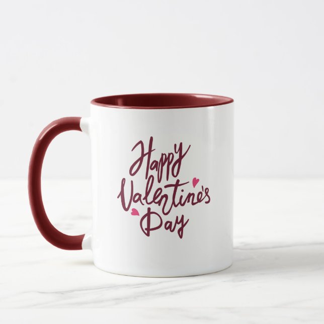 Caneca do dia dos namorados branca & rosa (Esquerda)