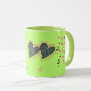 Caneca do Dia dos Namorados Sweet Hearts & Sunflow