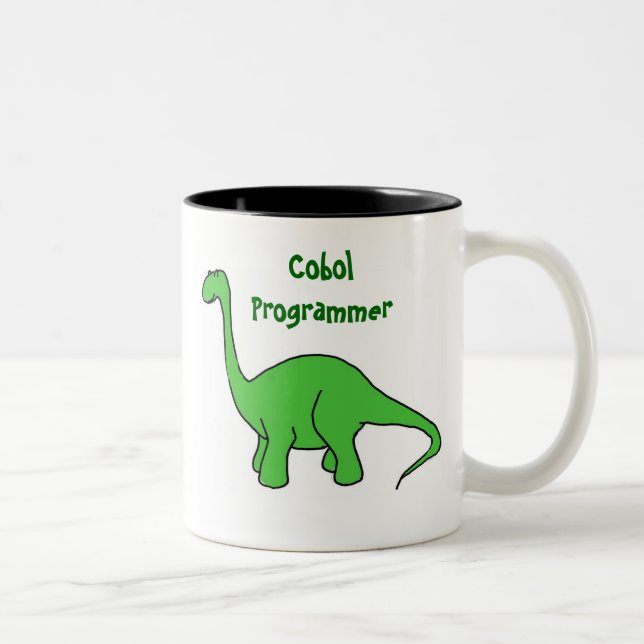 Caneca do dinossauro do programador de BP Cobol (Direita)