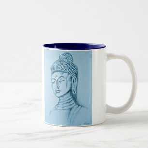 Caneca do Dois-tom azul de Buddha/Namaste