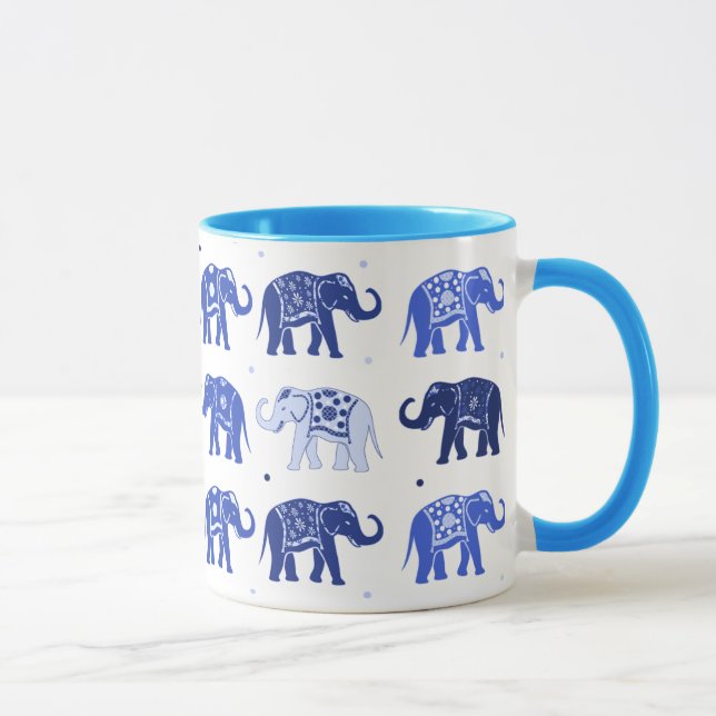 Caneca do elefante azul e branco (Direita)