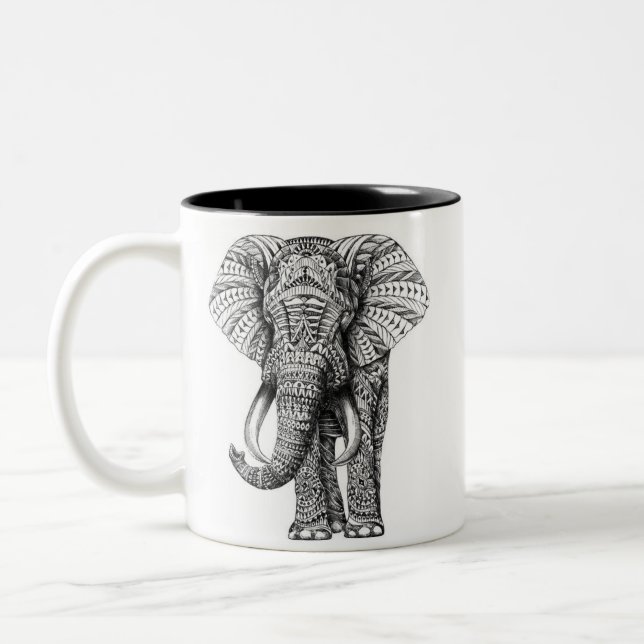 Caneca do elefante da mandala (Esquerda)
