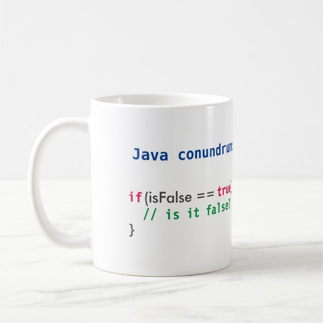 Caneca do enigma do isFalse de Java (Esquerda)