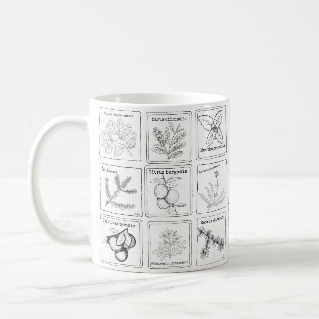 Caneca do esboço da planta da aromaterapia (Esquerda)