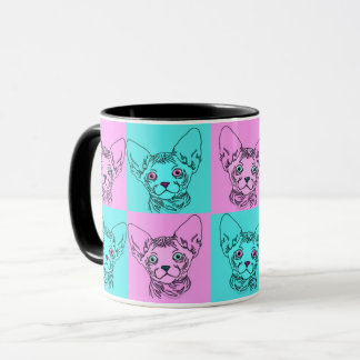 Caneca do gatinho de Sphynx do pop art