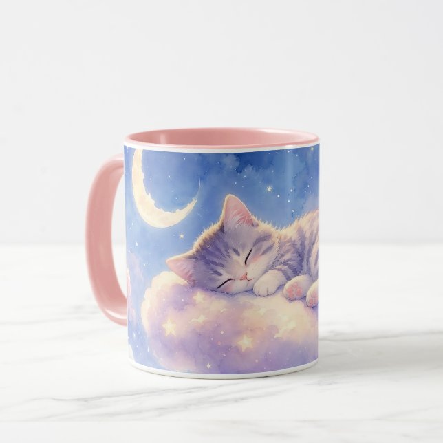 Caneca do Gato da Lua Sonolento (Frente Esquerda)
