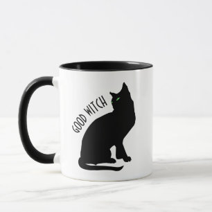 Caneca do gato preto da bruxa do Dia das Bruxas