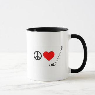 Caneca do hóquei do amor da paz