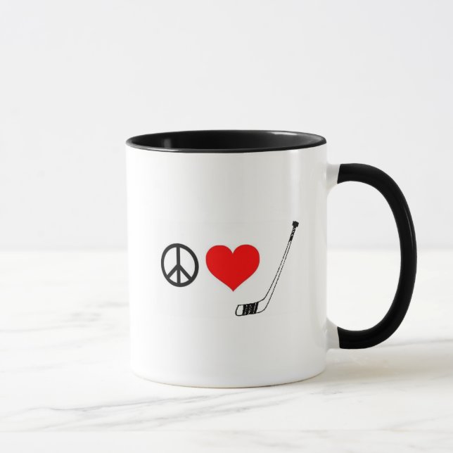 Caneca do hóquei do amor da paz (Direita)