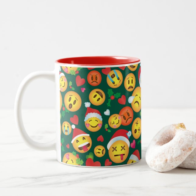 Caneca do impressão de Emoji do Natal (Com Donut)