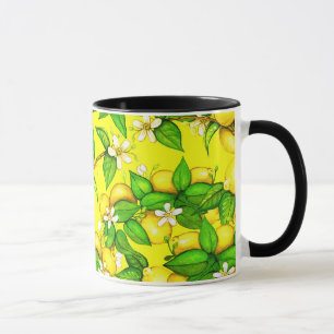 Caneca do impressão do limão no amarelo