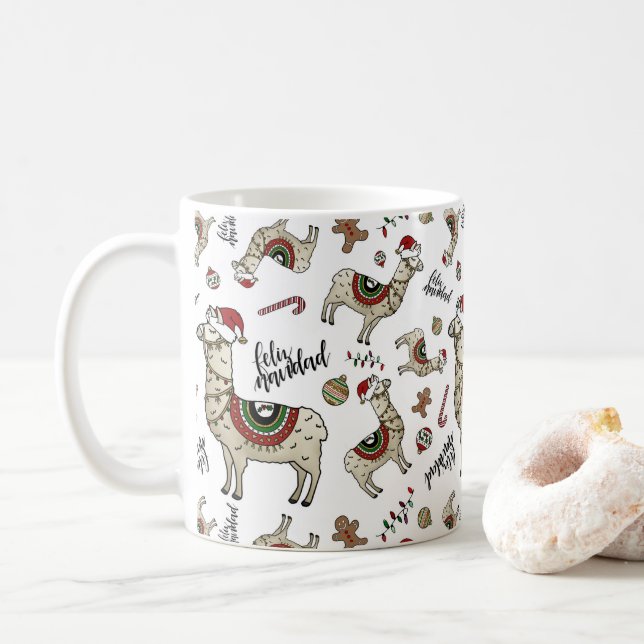 Caneca do lama de Feliz Navidad (Com Donut)
