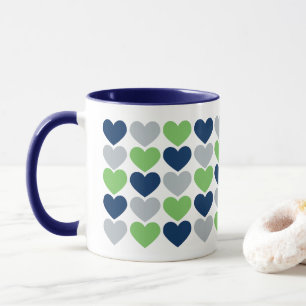 Caneca do limão e de café dos corações dos azu