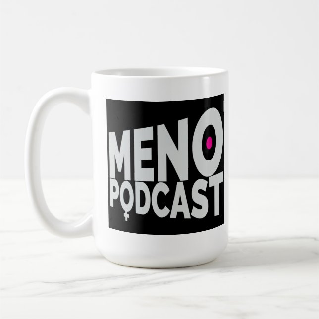 Caneca do logotipo de Menopodcast - 15 onças (Esquerda)
