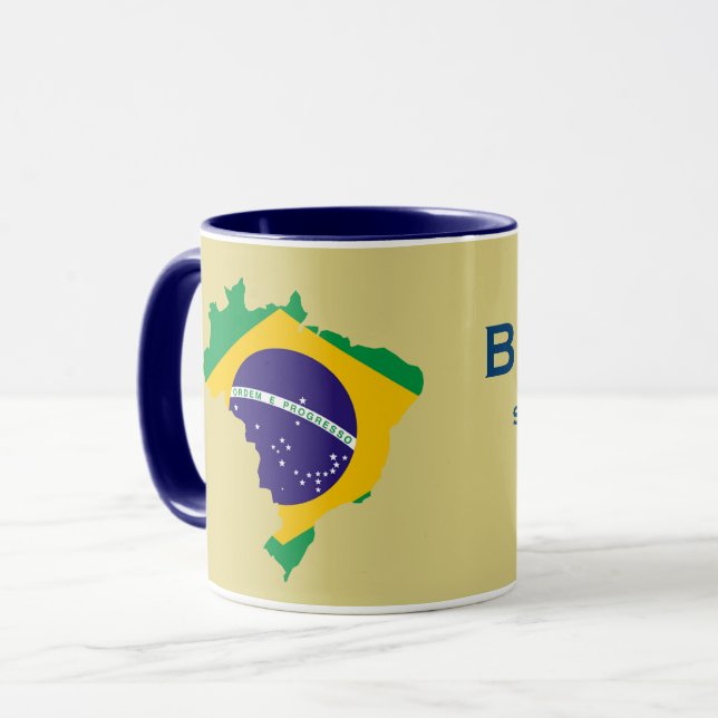 Caneca do mapa da bandeira de Brasil (Frente Esquerda)