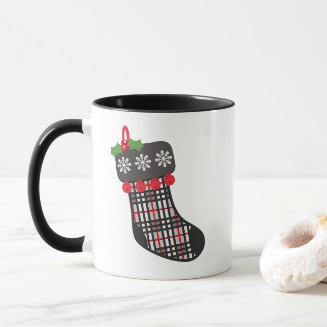 Caneca do Natal com meia da xadrez (Com Donut)