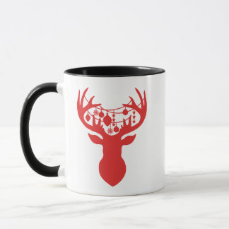 Caneca do Natal com os ornamento na rena