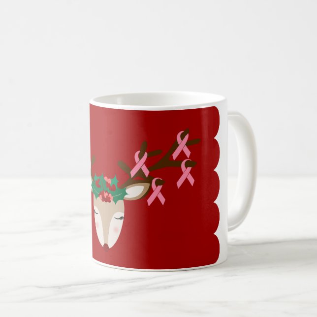 Caneca do Natal da consciência do cancro da mama (Frente Esquerda)