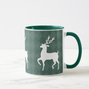 Caneca do Natal da rena do verde de caçador