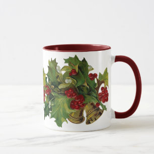 Caneca do Natal do azevinho do Victorian