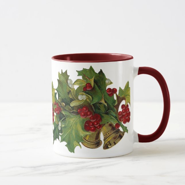 Caneca do Natal do azevinho do Victorian (Direita)