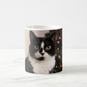 Caneca do Natal do gato do smoking
