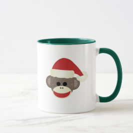 Caneca do Natal do macaco da peúga do papai noel