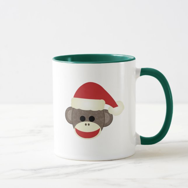 Caneca do Natal do macaco da peúga do papai noel (Direita)