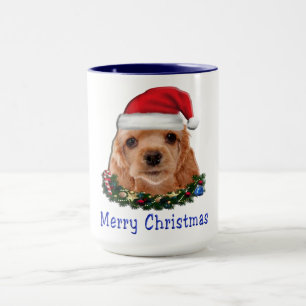 Caneca do Natal do puppie de cocker spaniel