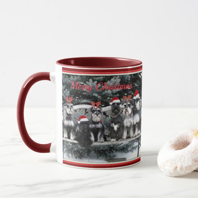 Caneca do Natal do Schnauzer (Com Donut)