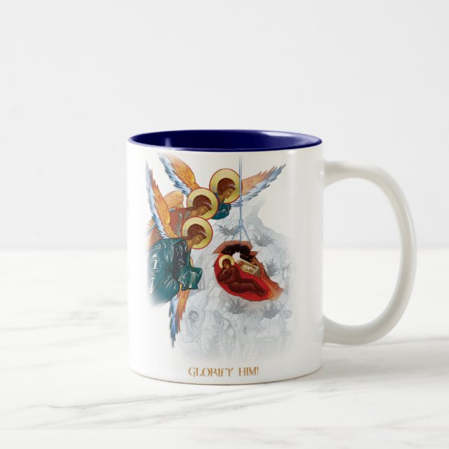 Caneca do Natal - paz no presente ortodoxo da (Direita)