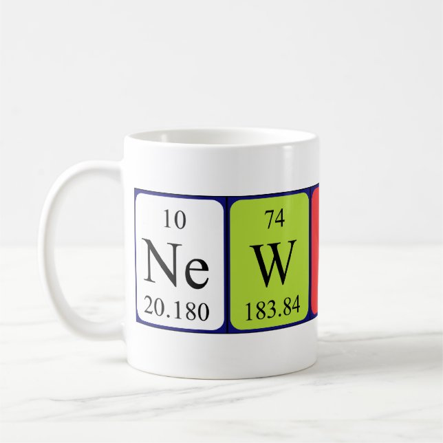 Caneca do nome da mesa periódica de Newton (Esquerda)