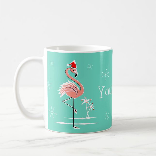Caneca do nome do flamingo do Natal (Esquerda)