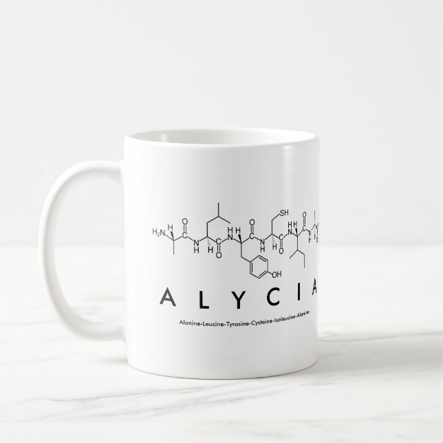 Caneca do nome do peptide de Alycia (Esquerda)