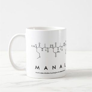 Caneca do nome do peptide de Manal
