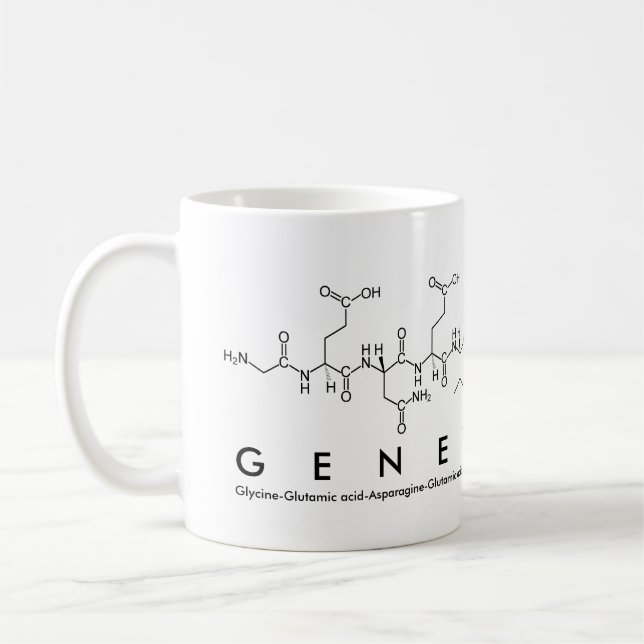 Caneca do nome do peptide do geneticista (Esquerda)