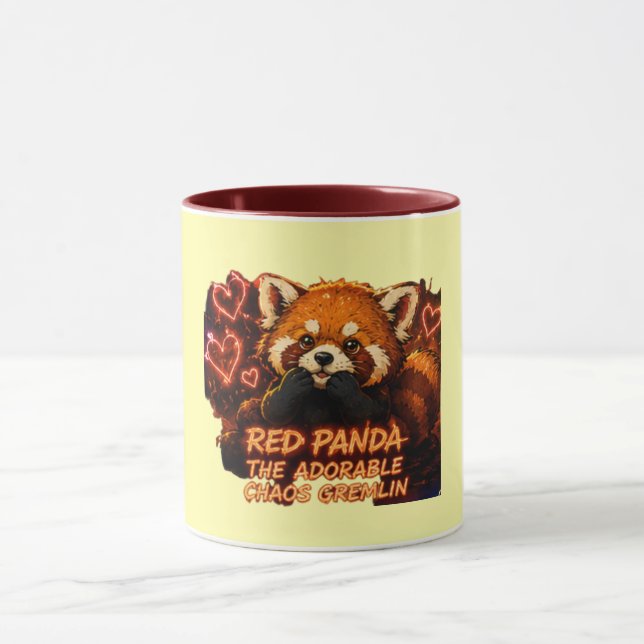 Caneca do Panda Vermelho “Adorável Gremlin do Caos (Centro)