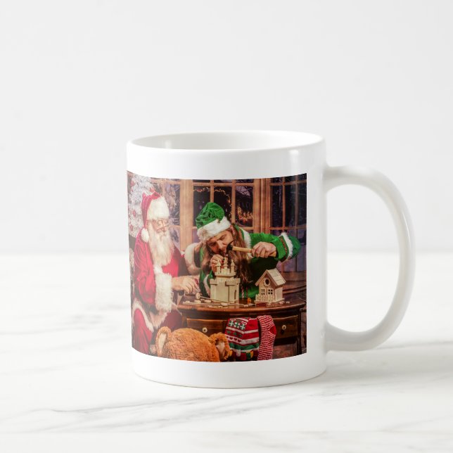 Caneca do papai noel com duende e canto (Direita)