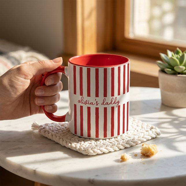 Caneca do Papai Personalizada Listrada Nomes dos F (Criador carregado)