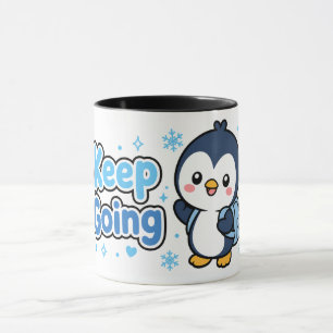 Caneca do Pinguim Kawaii 'Continue Em Frente'