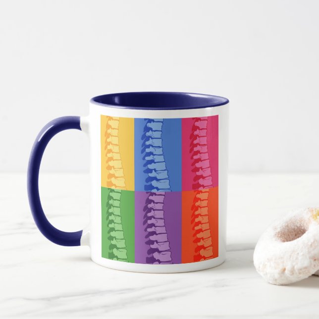 Caneca do pop art da espinha da quiroterapia (Com Donut)
