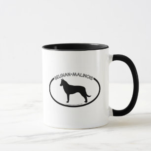 Caneca do preto da silhueta de Malinois do belga