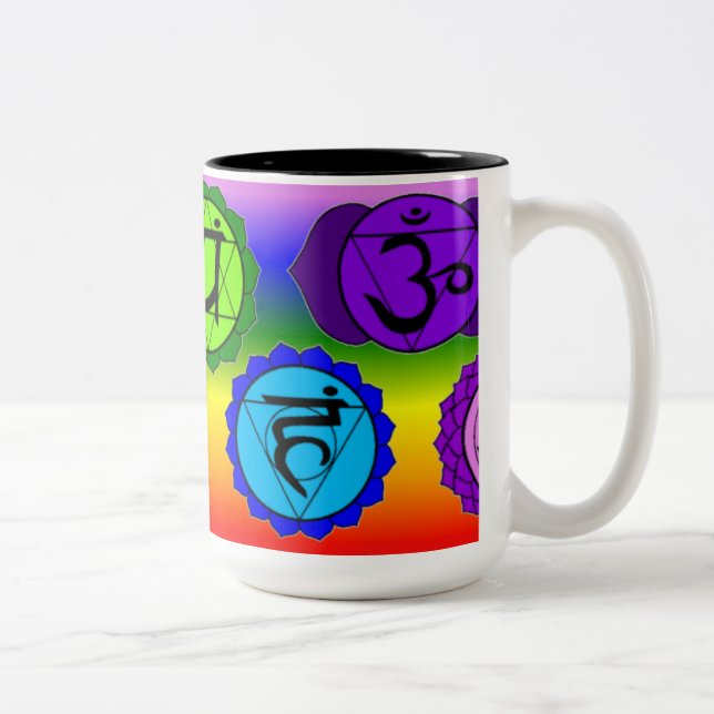CANECA DO SÍMBOLO DA IOGA REIKI SETE CHAKRA. (Direita)